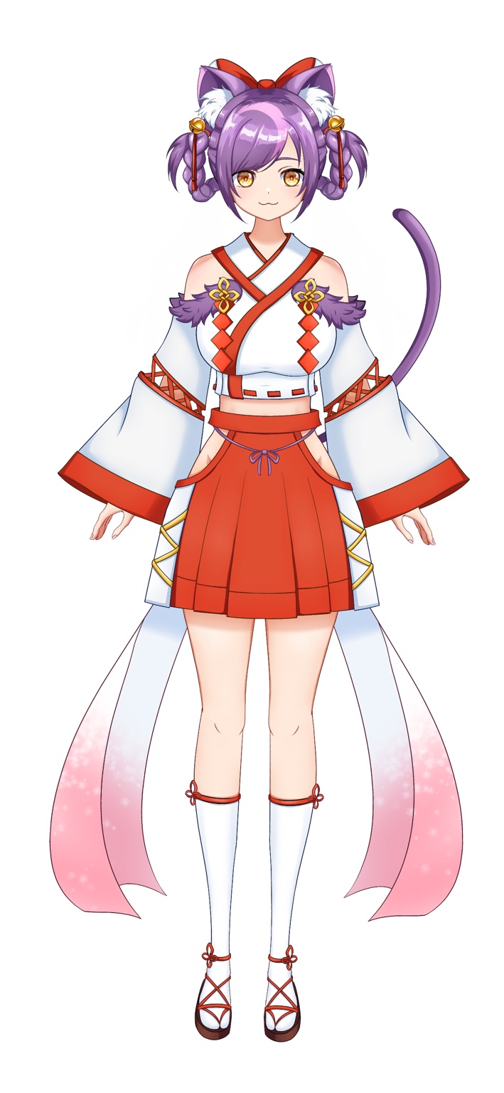 猫月夜さくはの全身姿:正装巫女服