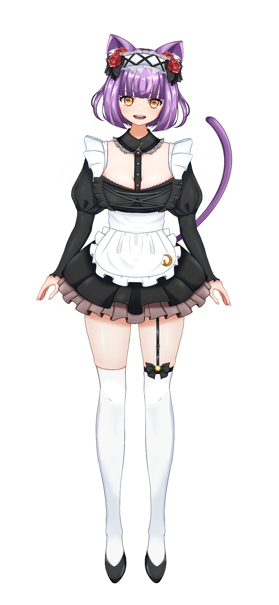 猫月夜さくはの全身姿:メイド服