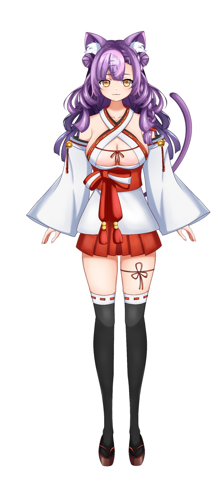 猫月夜さくはの全身姿:髪型も自由な巫女
