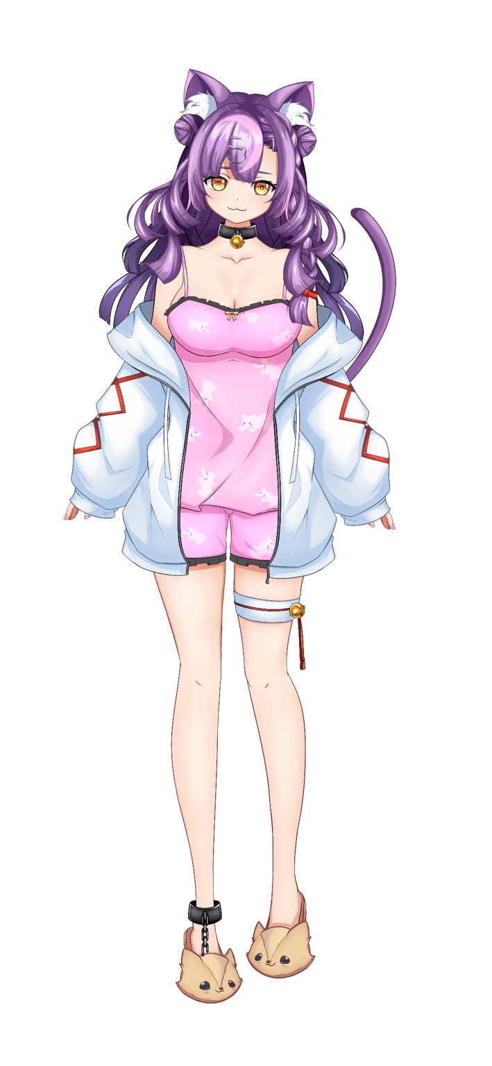 猫月夜さくはの全身姿:パジャマ服