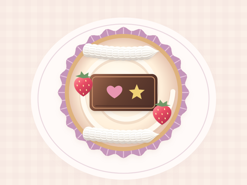 いちご・ホイップ・ハートのチョコで飾ったカップケーキ